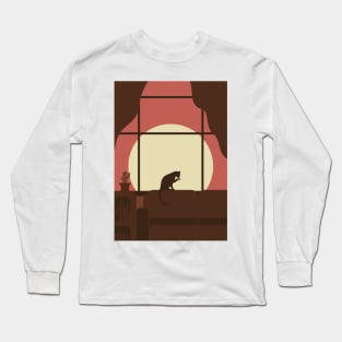 LOFI Cat Sunset Bedroom Long Sleeve T-Shirt